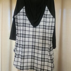 Just Be Monochrome Plaid Hoodie